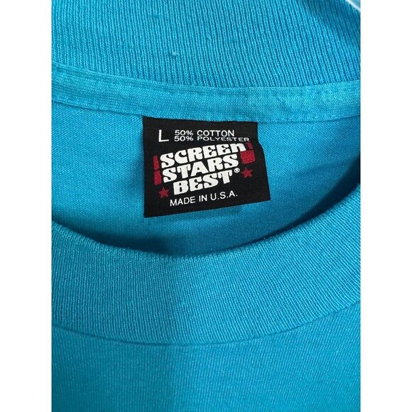 Vintage 90s Minnesota Loon Graphic Shirt Screen Stars Best Aqua Blue Size Large - Picture 3 of 4